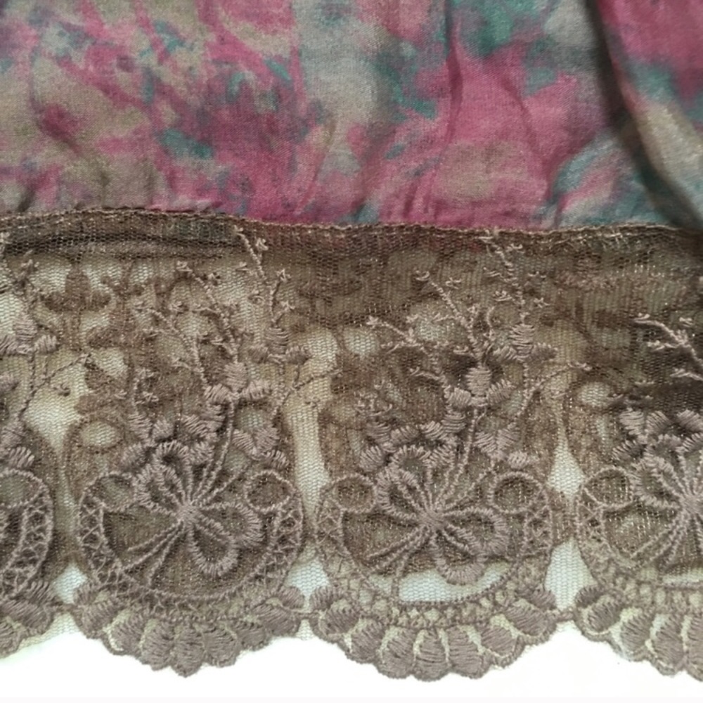 Nieole Silk Brown Floral Skirt